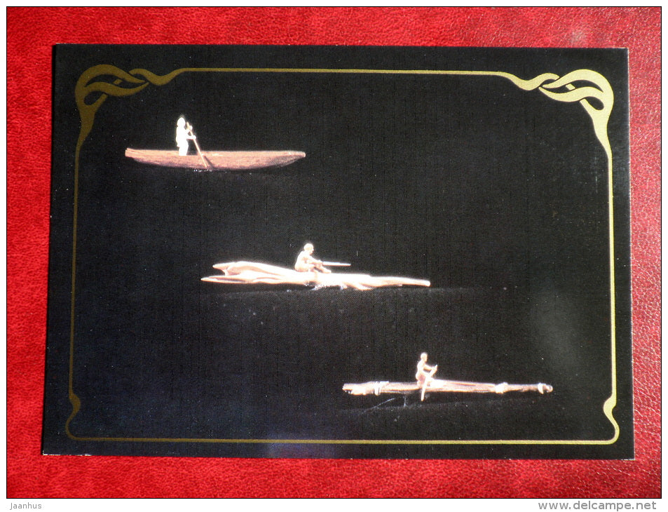 Dugout boat - model ship - 1988 - Russia USSR - unused - JH Postcards