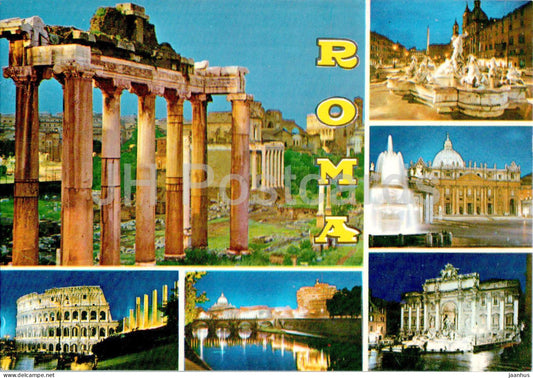 Roma - Rome - Colosseum - Trevi Fountain - multiview - 483 - Italy - used - JH Postcards