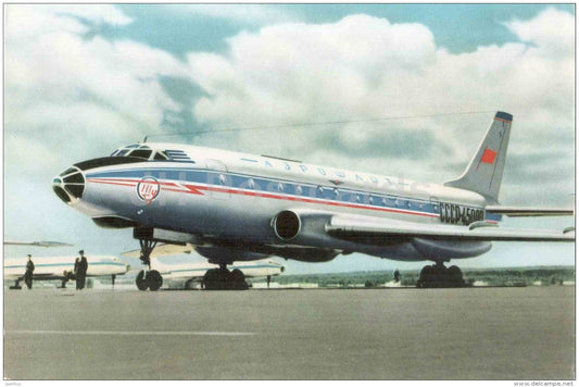 The TU-124 passenger turbojet - airplane - Aeroflot - Soviet aviation - Russia USSR - unused - JH Postcards