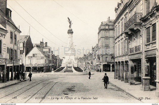 Reims - La rue de l'Etape et la Fontaine Sube - 188 - old postcard - France - unused - JH Postcards