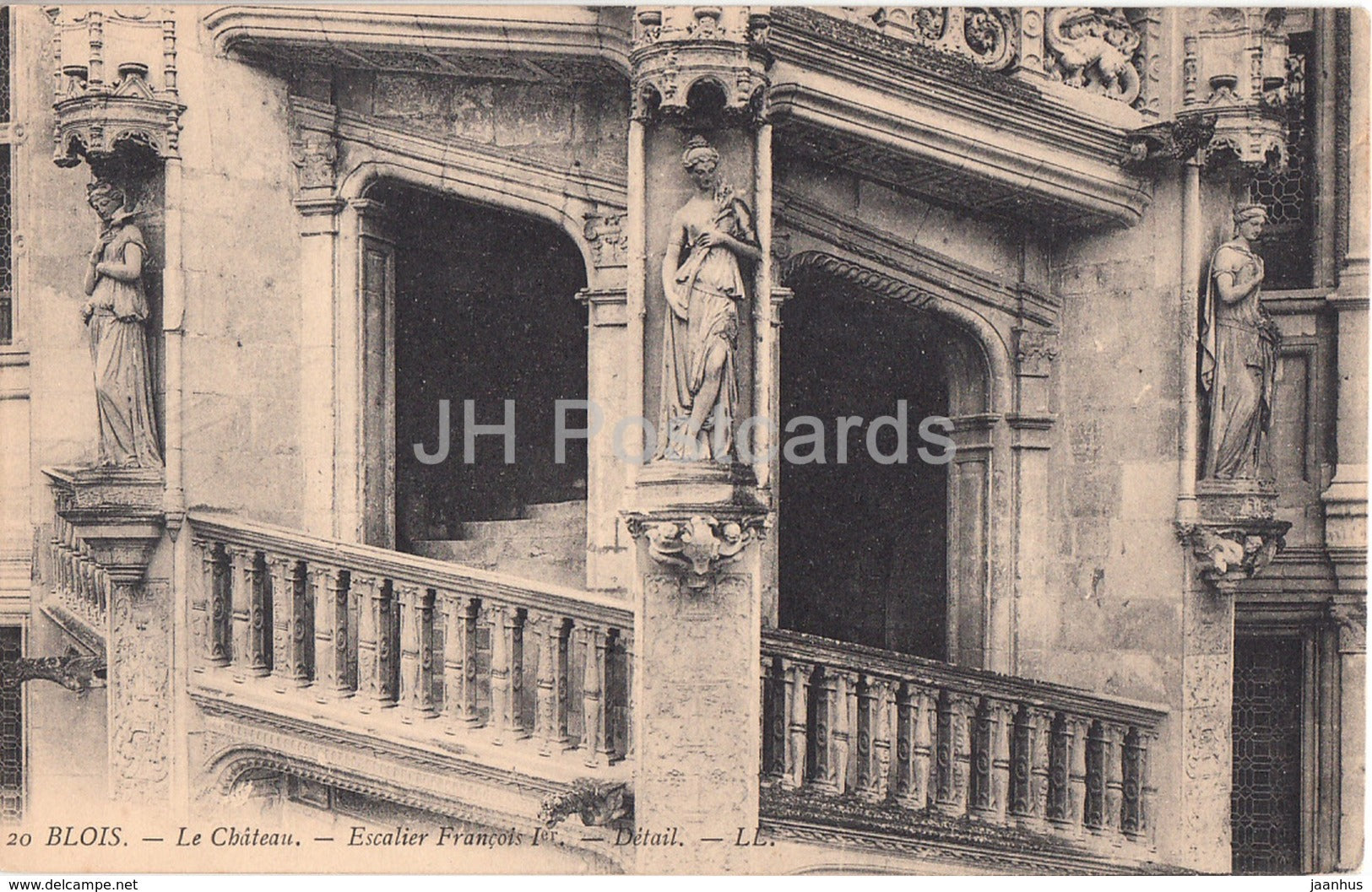 Blois - Le Chateau - Escalier Francois Ier - detail - castle - 20 - old postcard - France - unused