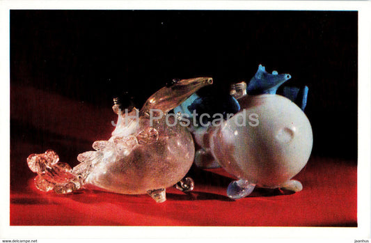 Perfume flasks shaped as Doves - Spanish Glass in Hermitage - Spanish art - 1970 - Russia USSR - unused - JH Postcards