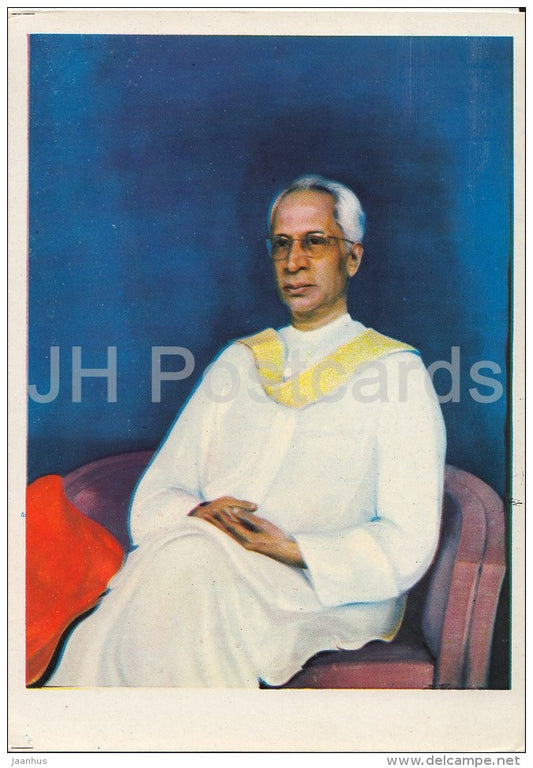 painting by S. Roerich - Portrait of Dr. Sarvepalli Radhakrishnan , 1958 - Russian art - 1960 - Russia USSR - unused - JH Postcards