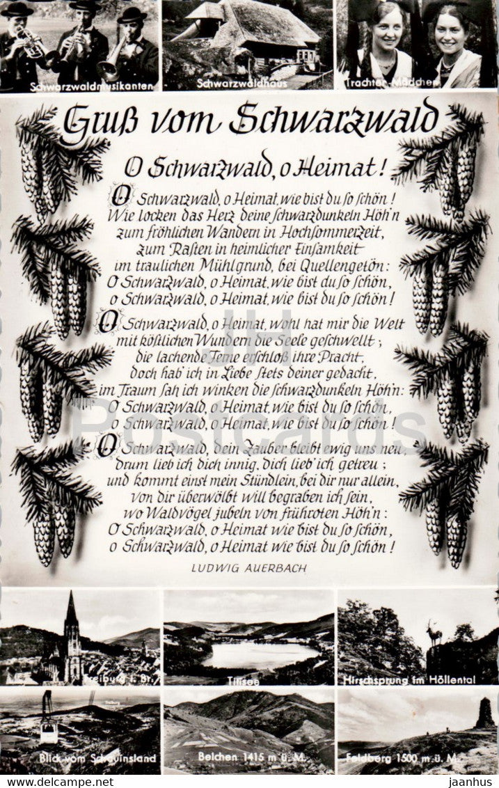 Gruss vom Schwarzwald - O Schwarzwald O Heimat - Germany - unused - JH Postcards
