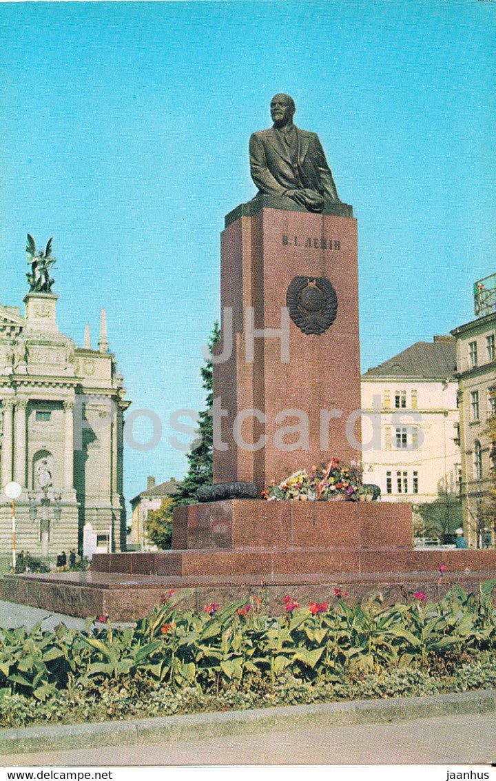 Lviv - Lvov - monument to Lenin - 1970 - Ukraine USSR - unused - JH Postcards