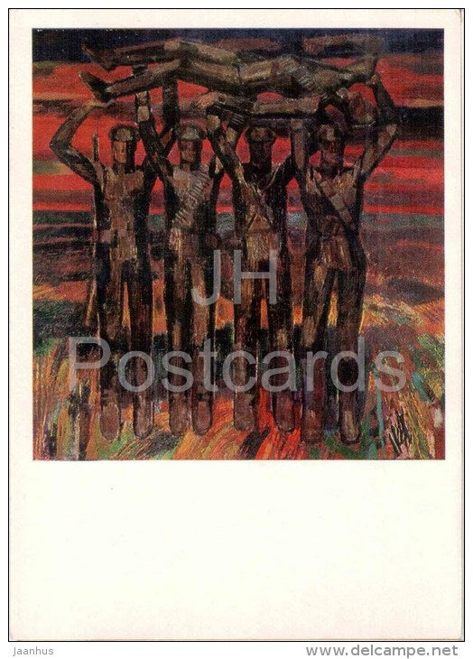 painting by E. Iltner - Immortality , 1968 - soldiers - latvian art - unused - JH Postcards