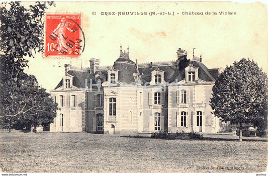 Grez Neuville - Chateau de La Violais - castle - 63 - 1910 - old postcard - France - used - JH Postcards