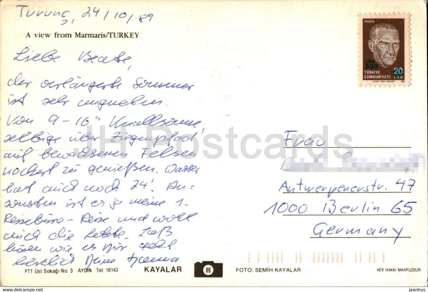 Marmaris - A view from Marmaris - 1989 - Turkey - used