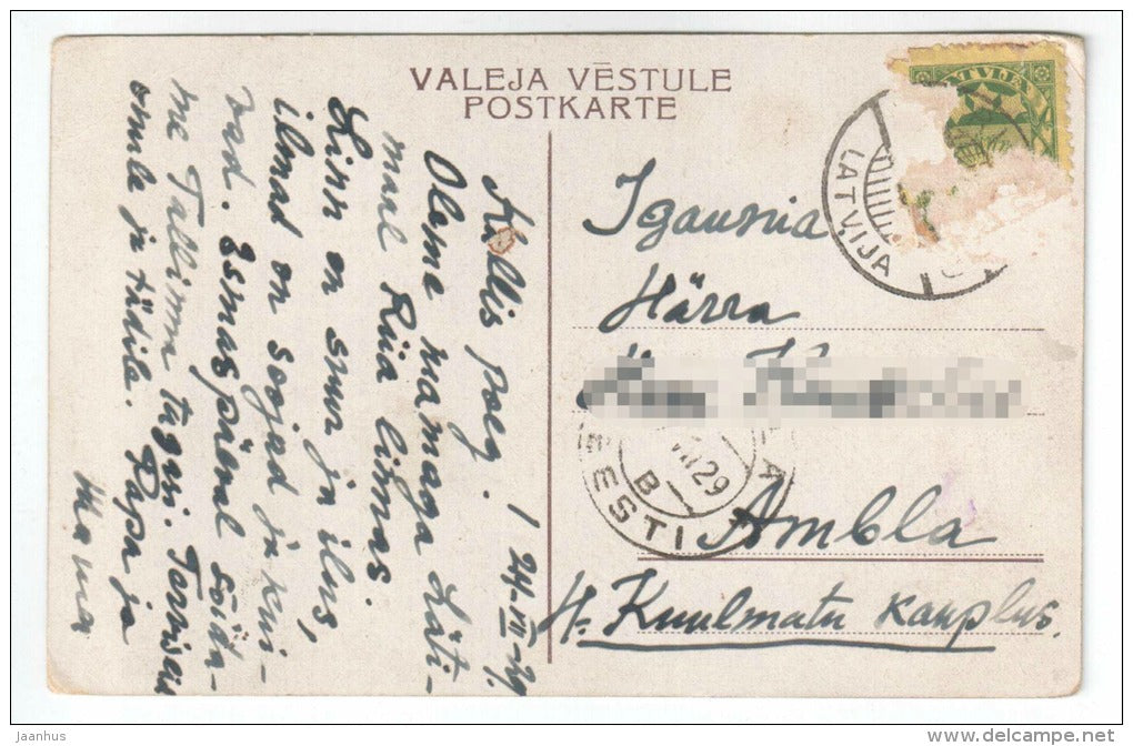 Schwanenhäuschen u. Basteibrücke - bridge - Riga - Latvia - old postcard - sent from Latvia to Estonia 1929 - used - JH Postcards