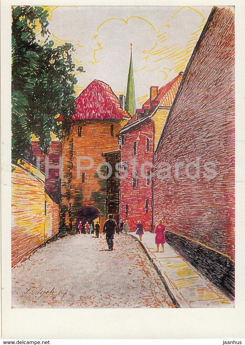 Tallinn - Road to Toompea Hill - Long Leg street - Old Town - illustration by B. Mukhin - 1969 - Estonia USSR - unused - JH Postcards