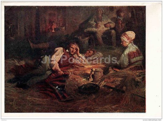 painting by A. Viidalepp - dr. Fr. Kreutzwald collecting folk tales - Estonian art - 1958 - Russia USSR - unused - JH Postcards