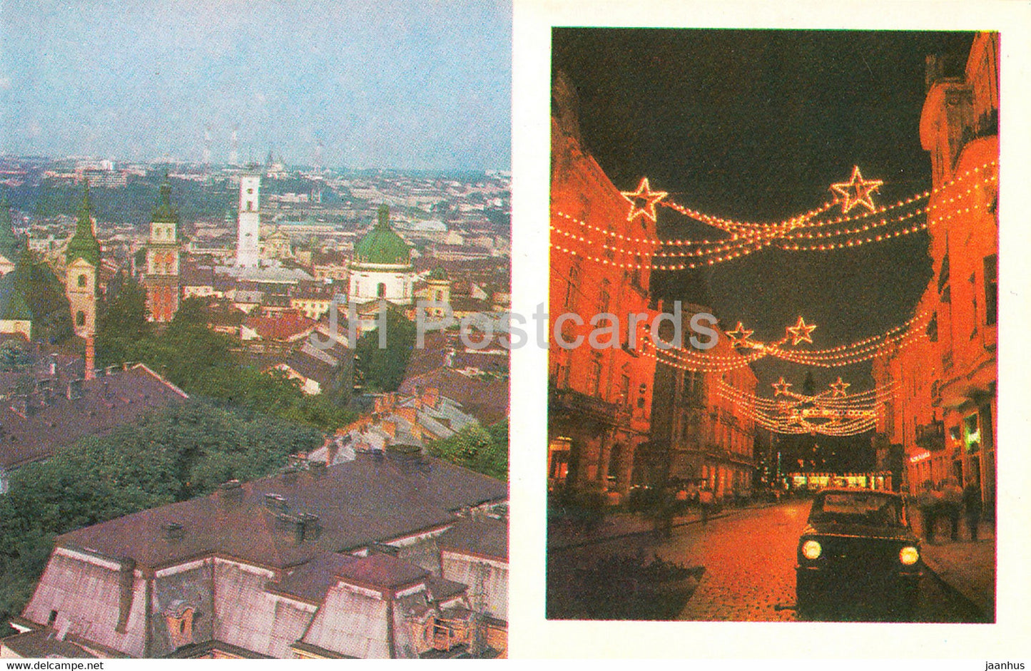 Lviv - Lvov - view at the old part of the city - evening in Lviv - 1980 - Ukraine USSR - unused - JH Postcards