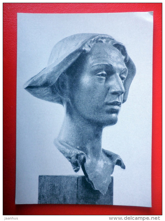 sculpture by G. Chubaryan . Portrait of worker of Alaverdi Copper Smelter - armenian art - unused - JH Postcards