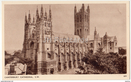Canterbury Cathedral - S.W. - 631 - 1952 - United Kingdom - England - used - JH Postcards