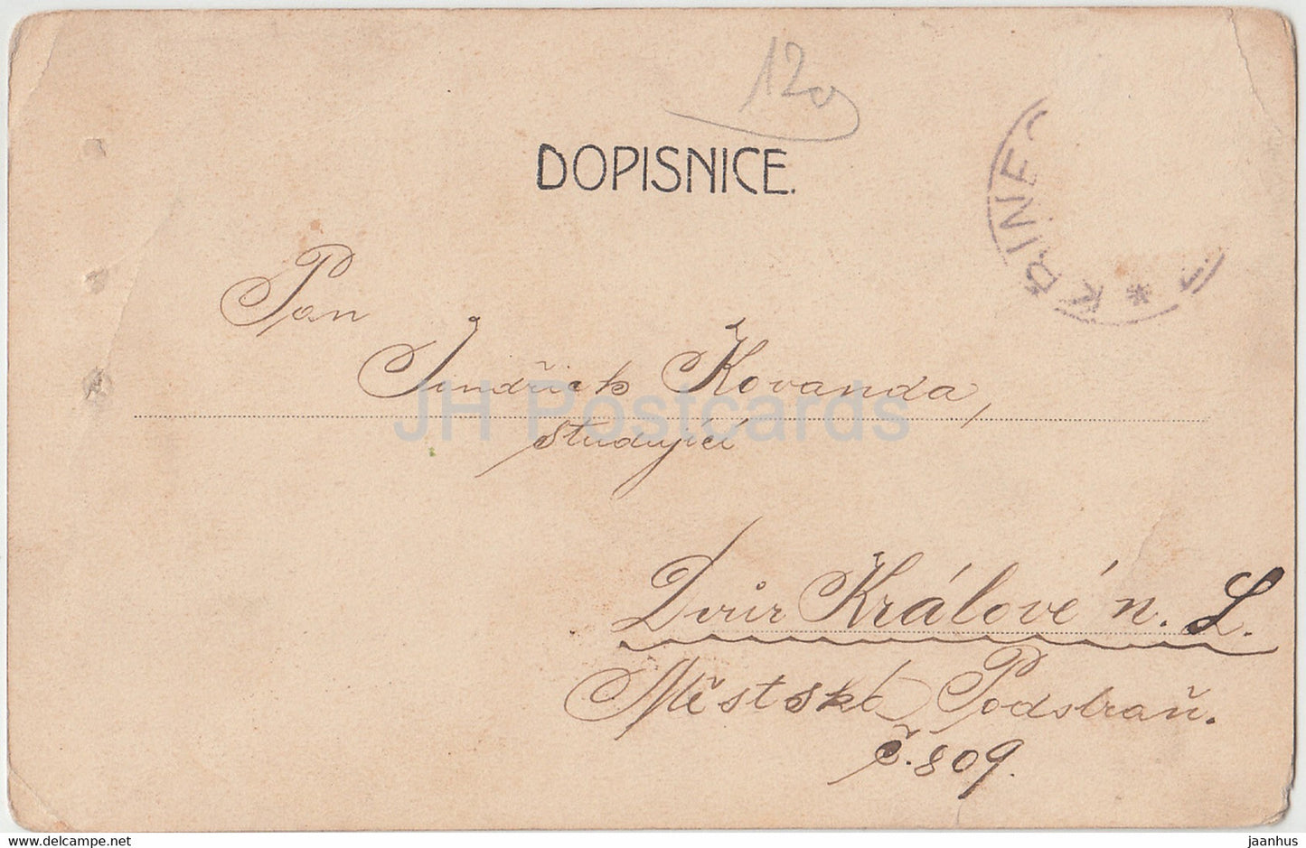Krinec dne - old postcard - 1907 - Czech Republic - used