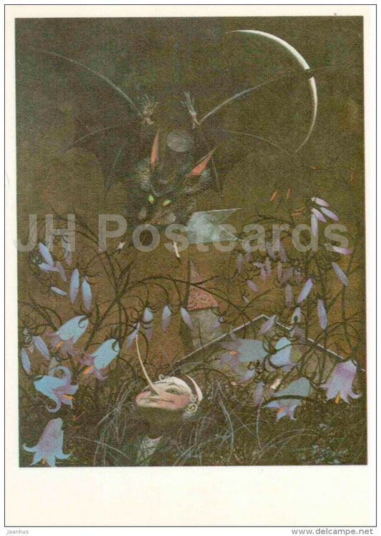 Buratino - bat - Golden Key - Pinocchio and Buratino - 1983 - Russia USSR - unused - JH Postcards