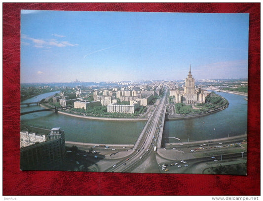 view on Kutuzov Avenue - bridge - Moscow - 1987 - Russia - USSR - unused - JH Postcards