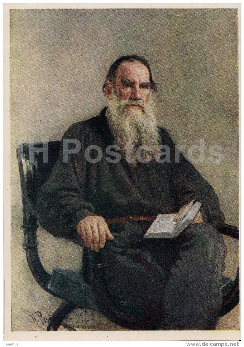 painting  by I. Repin - Russian Writer L. Tolstoy - Russian art - 1951 - Russia USSR - unused - JH Postcards