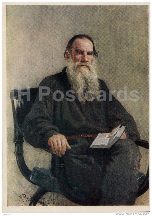 painting  by I. Repin - Russian Writer L. Tolstoy - Russian art - 1951 - Russia USSR - unused - JH Postcards