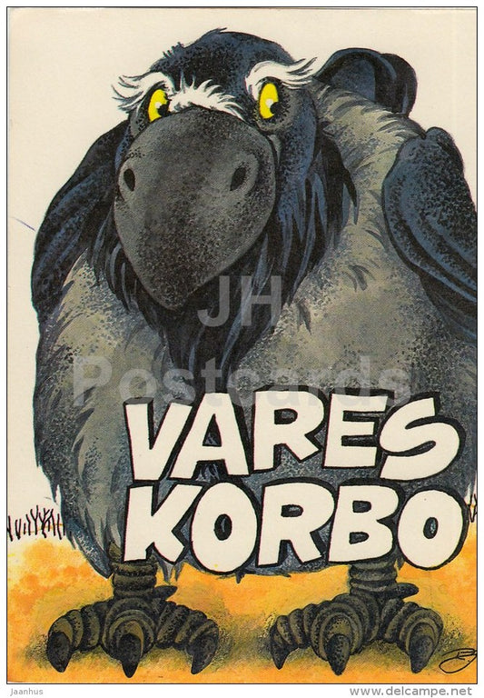 illustration by R. Jarvi - Crow Korbo - bird - 1981 - Estonia USSR - unused - JH Postcards