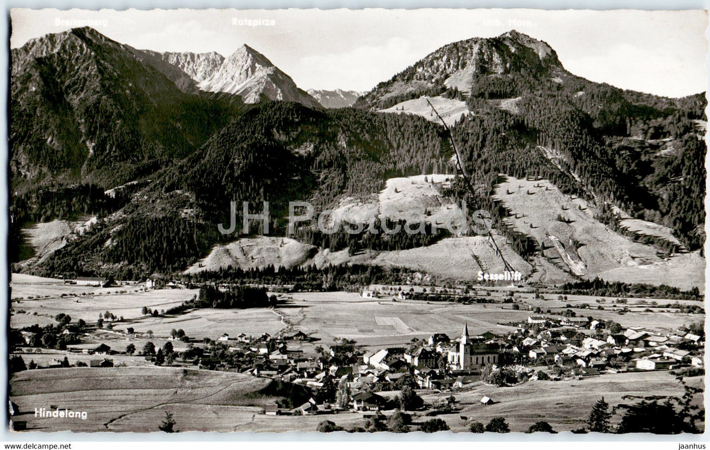 Kurorte Hindelang Bad Oberdorf - Allgauer Alpen mit Breitenberg - 1 - old postcard - 1956 - Germany - used - JH Postcards