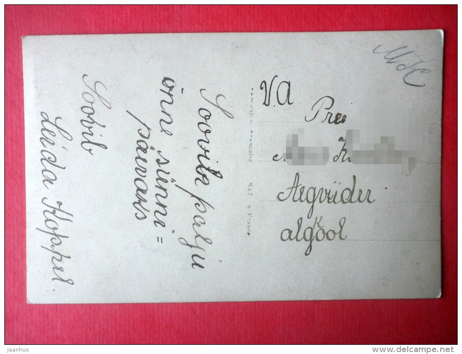 illustration - house - river - CP 788 - old postcard - circulated in Estonia - JH Postcards