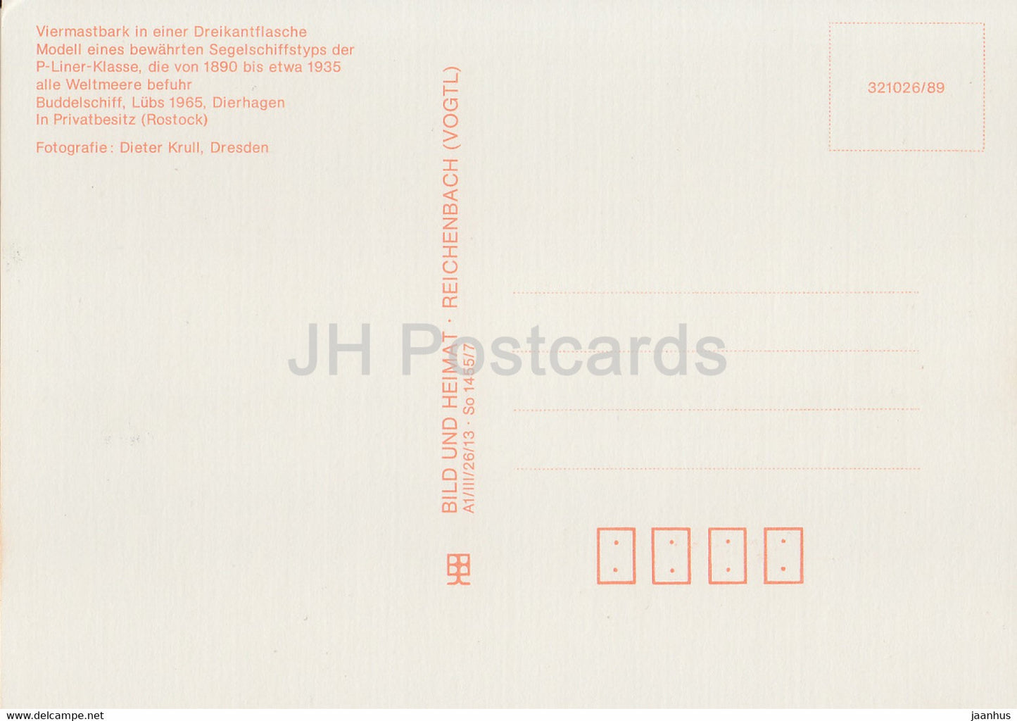 Viermastbark - Buddelschiffe - Bottle Ships - DDR Germany - unused