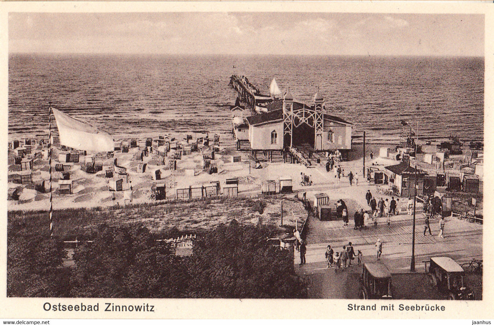 Ostseebad Zinnowitz - Strand mit Seebrucke - beach - old postcard - 39527 - Germany - unused - JH Postcards