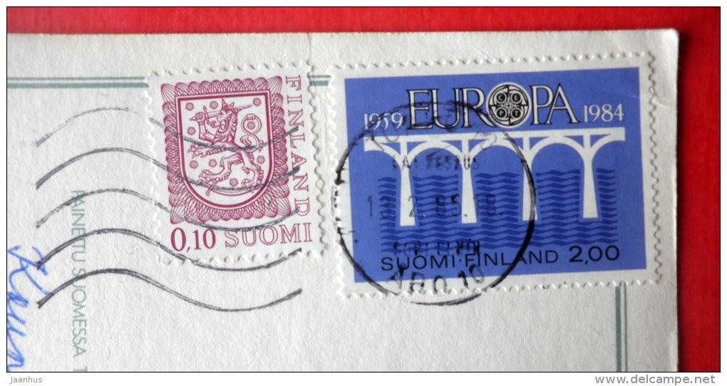 garden - flowers - bridge - EUROPA CEPT - Finland - sent from Finland Turku to Estonia USSR 1985 - JH Postcards