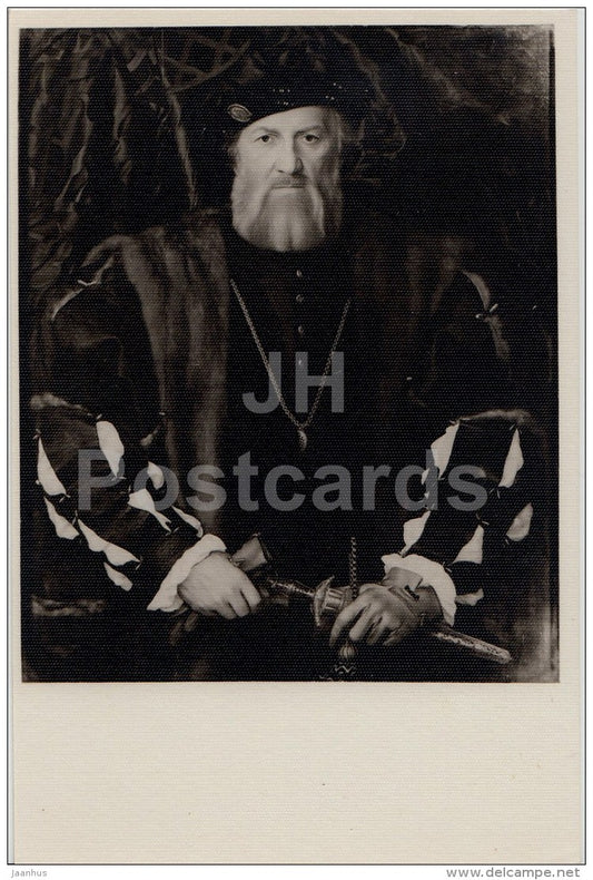 painting  by Hans Holbein the Younger - Portrait of Charles de Solier - German art - 1955 - Russia USSR - unused - JH Postcards