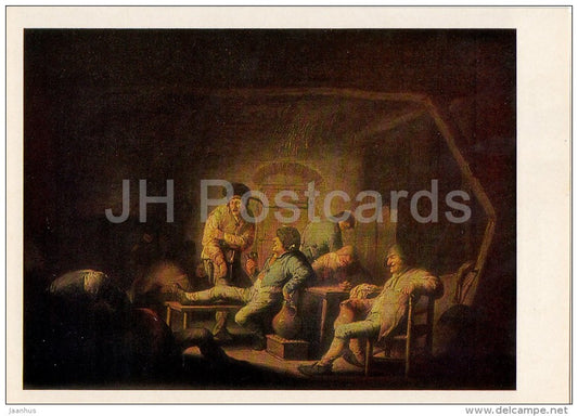 painting by Adriaen van Ostade - Scene in a tavern - Dutch art - Russia USSR - 1985 - unused - JH Postcards