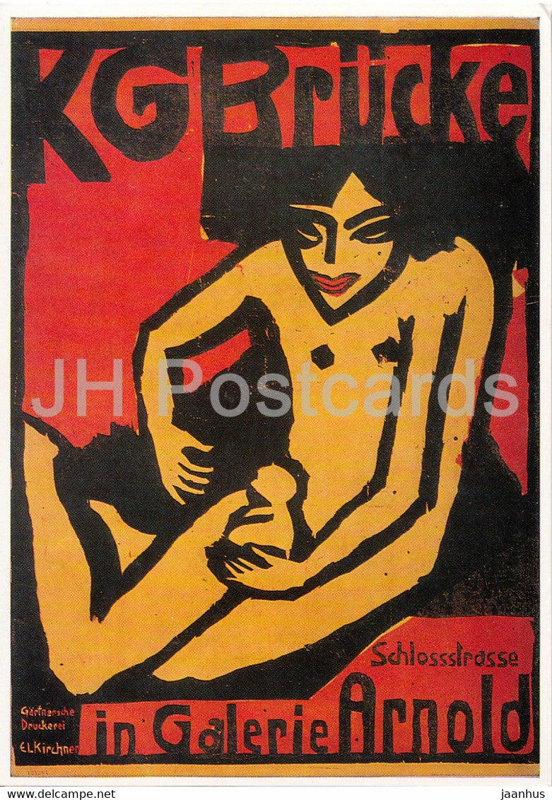 painting by Ernst Ludwig Kirchner - Plakat - KGB Brucke - 9576 - German art - Germany DDR - unused - JH Postcards