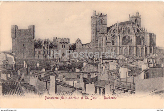 Narbonne - Panorama Hotel de Ville et St Just - old postcard - France - used - JH Postcards
