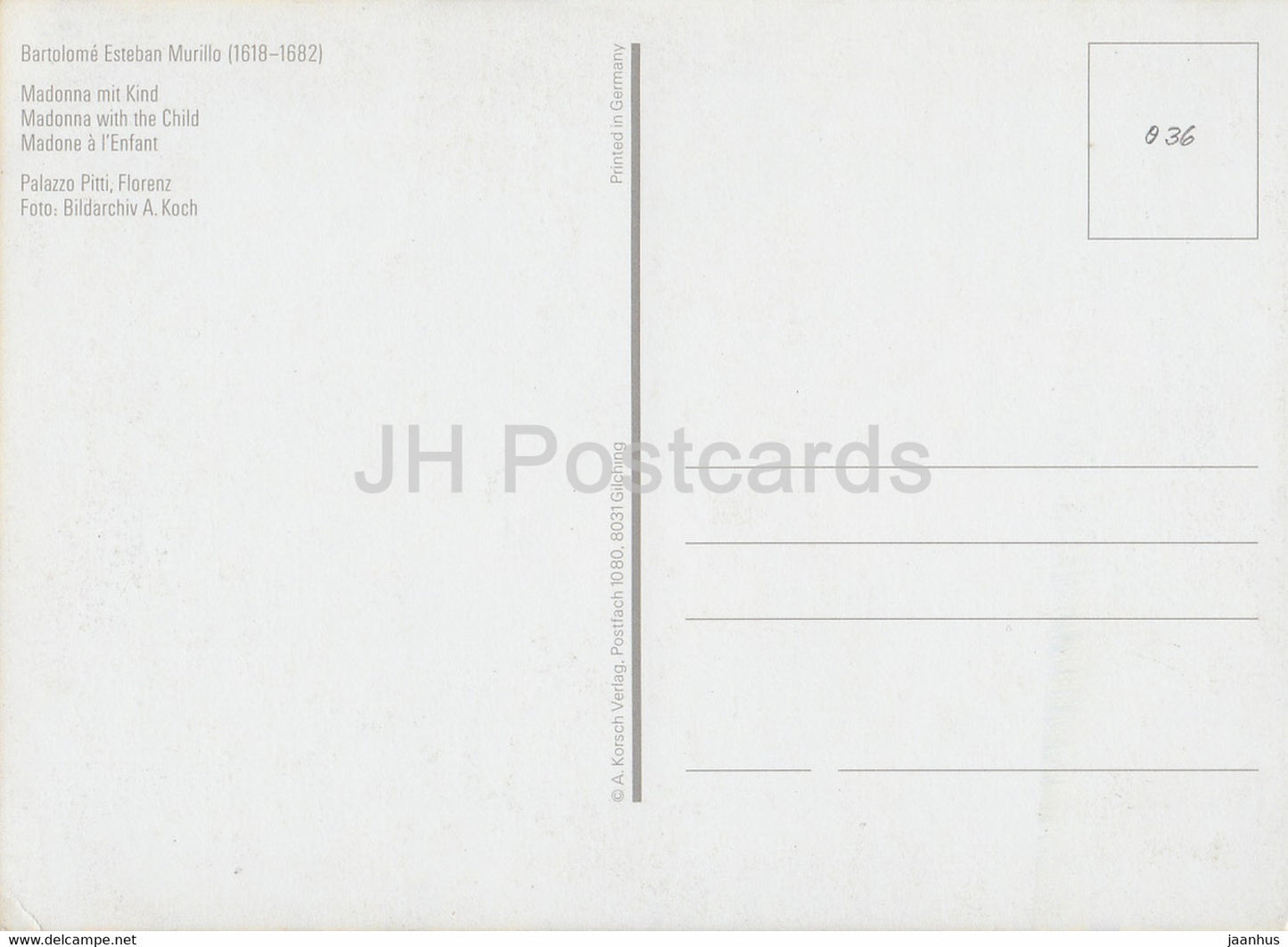 painting by B E Murillo - Madonna with Kind - Madonna with Child - Spanish art - Germany - unused