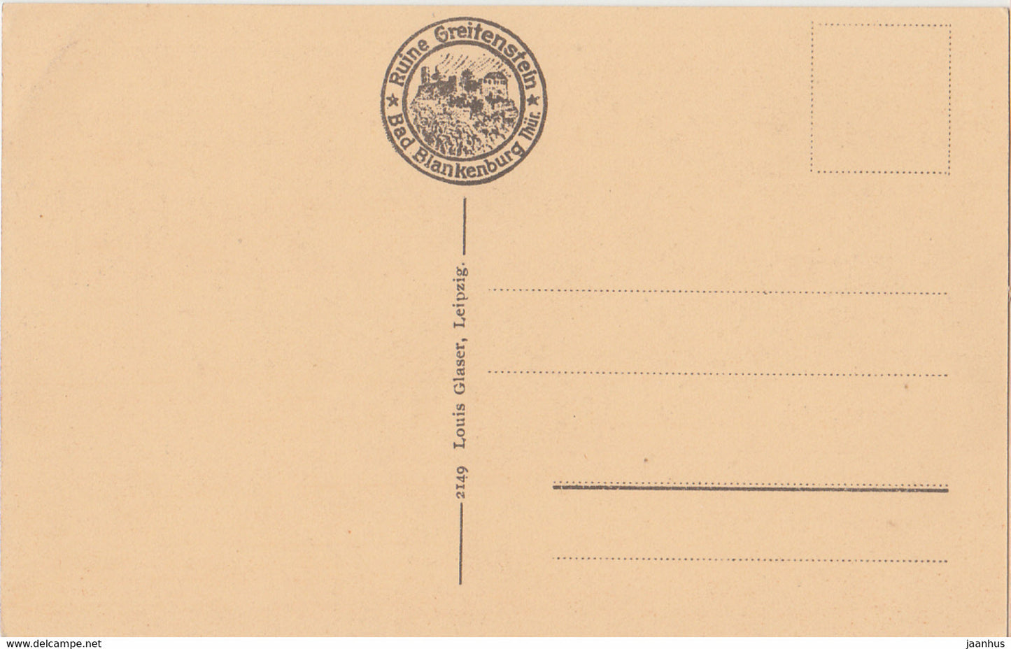 Schwarzatal - Ruine Greifenstein b Blankenburg - castle - old postcard - 2149 - Germany - unused