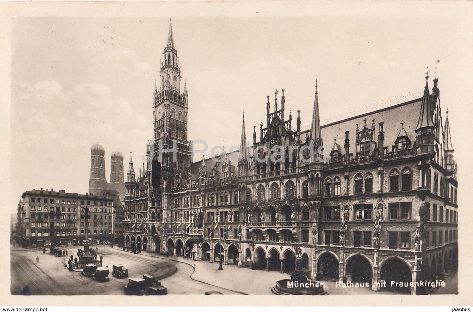 Munchen - Rathaus mit Frauenkirche - Munich - 173 - old postcard - Germany - used - JH Postcards