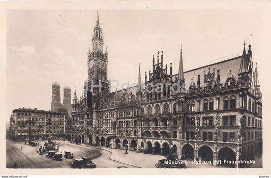 Munchen - Rathaus mit Frauenkirche - Munich - 173 - old postcard - Germany - used - JH Postcards