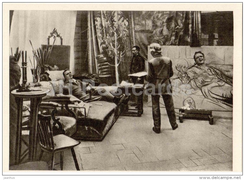 Chaliapin posing in winter workshop - painter Ilya Repin Memorial Home "Penates" - Penaty - 1963 - Russia USSR - unused - JH Postcards