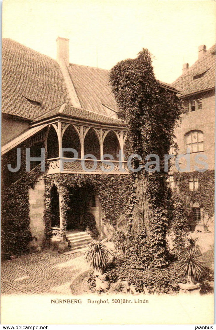 Nurnberg - Nuremberg - Burghof 500 Jahr. Linde - W. H. D. 7948 - old postcard - Germany - unused - JH Postcards