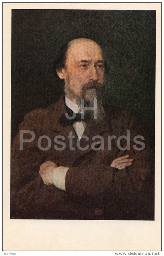 painting by I. Kramskoy - Nikolay Nekrasov - Russian Writers - 1969 - Russia USSR - unused - JH Postcards