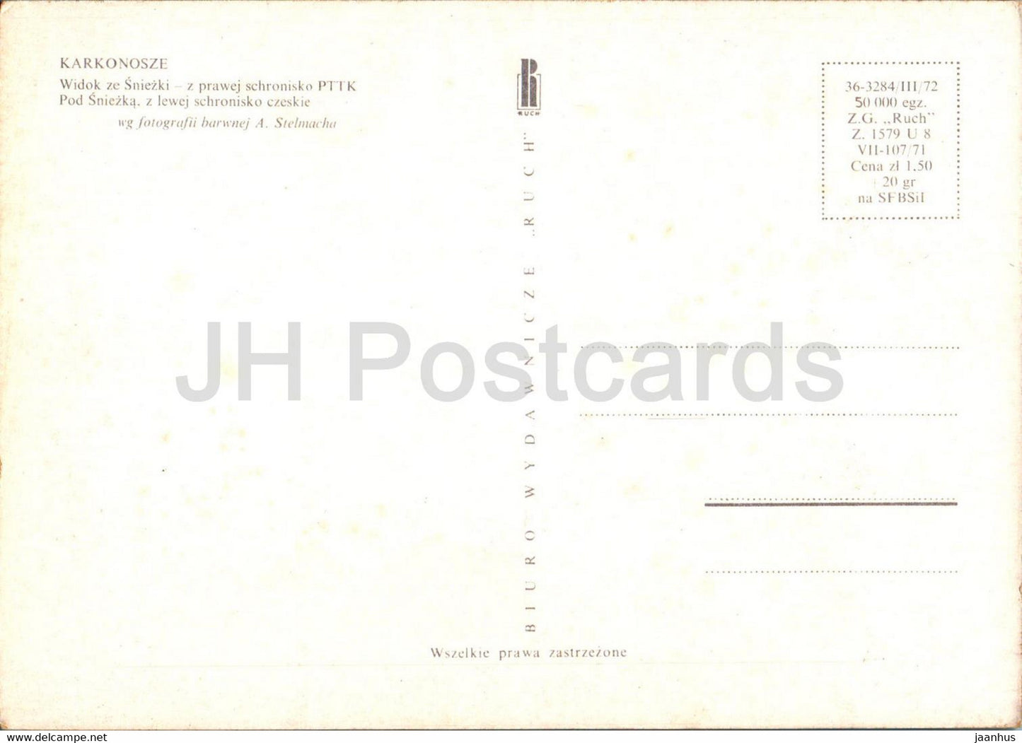 Karkonosze - PTTK Pod Sniezka - Poland - unused