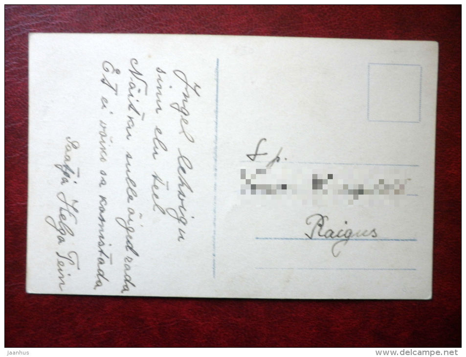 Greeting Card - lady in black - EAS  7201/4 - circulated in Estonia - used - JH Postcards