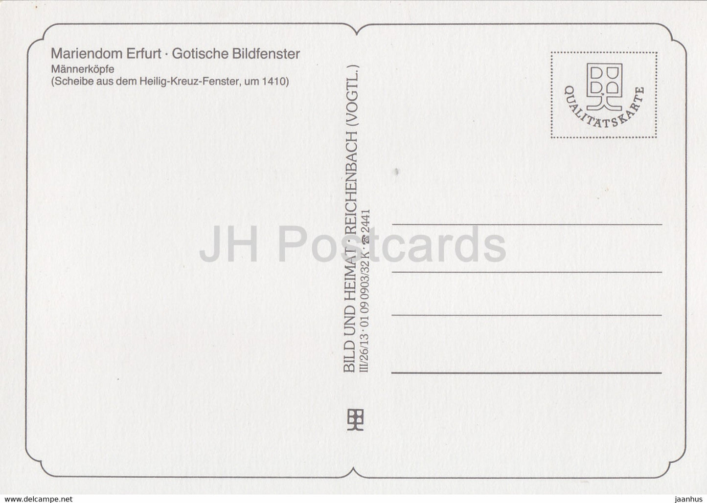 Mannerkopfe - Mariendom Erfurt - Gotische Bildfenster - cathedral - DDR Germany - unused