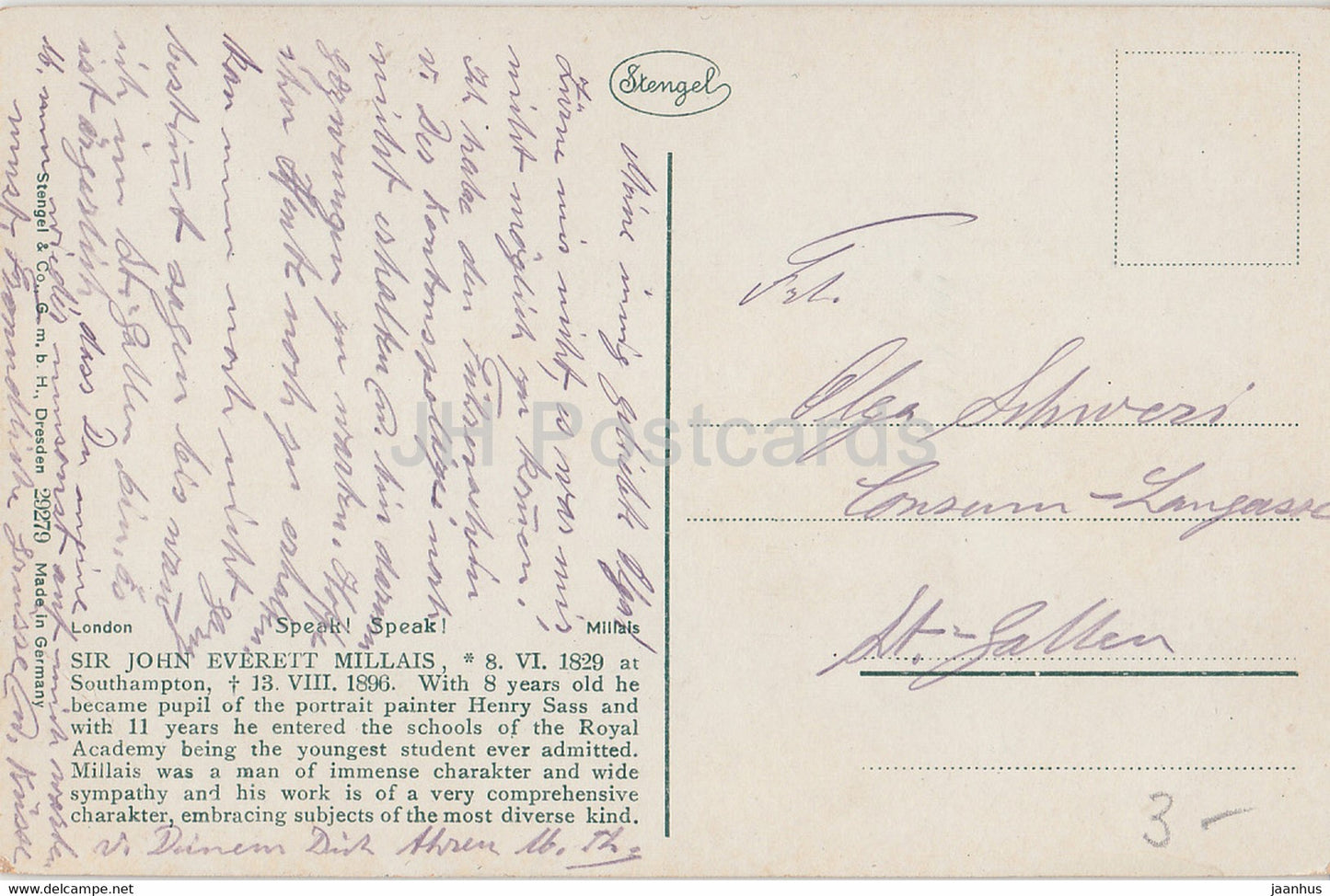 Gemälde von Sir John Everett Millais – Speak Speak – 29279 – englische Kunst – alte Postkarte – Deutschland – gebraucht
