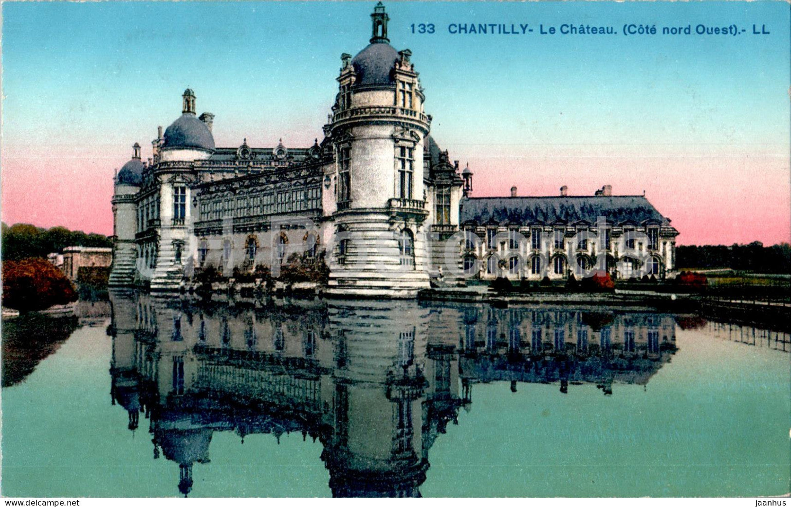 Chantilly - Le Chateau - Cote Nord Ouest - castle - 133 - old postcard - 1929 - France - used - JH Postcards