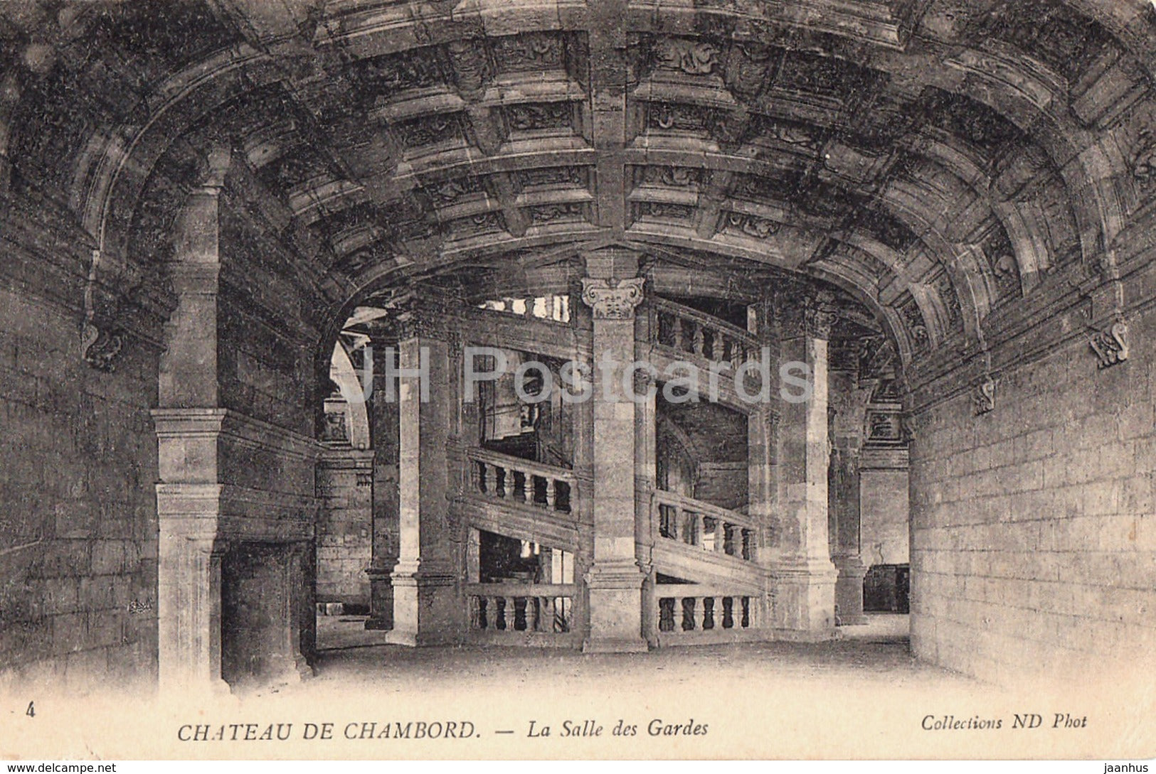 Chateau de Chambord - La Salle des Gardes - castle - 4 - old postcard - 1904 - France - used