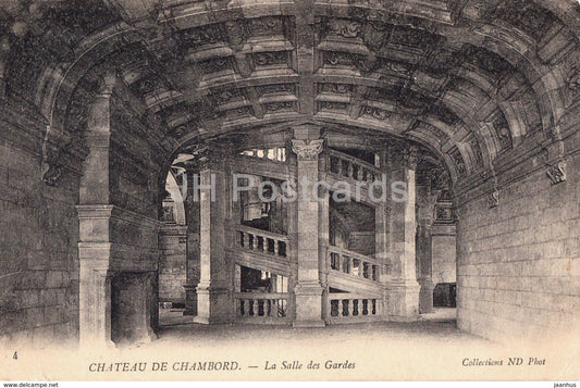 Chateau de Chambord - La Salle des Gardes - castle - 4 - old postcard - 1904 - France - used