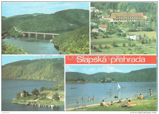 Slapska Prehrada - Pribram district - Slapy - dam - bridge - beach - Czechoslovakia - Czech - unused - JH Postcards