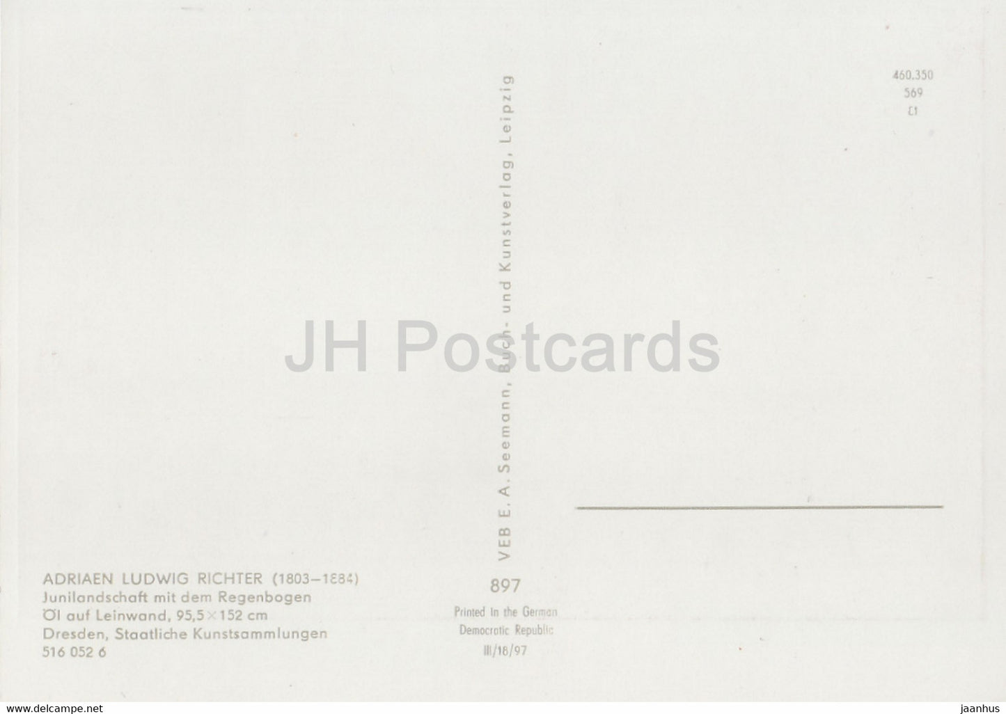 peinture de Ludwig Richter - Junilandschaft mit Regenbogen - 897 - Art allemand - Allemagne DDR - inutilisé