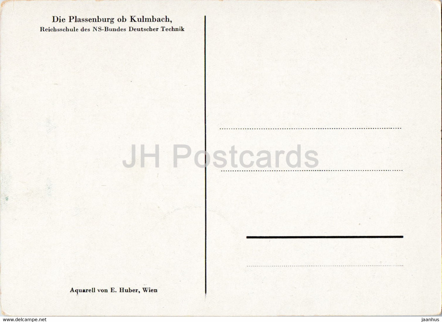 painting by E Huber - Die Plassenburg ob Kulmbach - Reichsschule des NS Bundes - 1 - Austrian art - Germany - unused